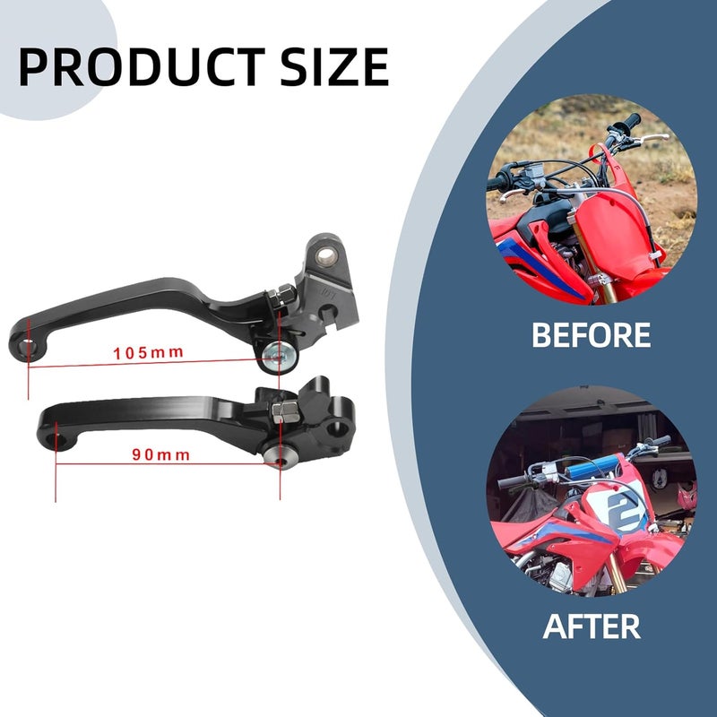 BAOUFF Dirt Bike Foldable Clutch Brake Levers,CNC Clutch Lever Breakaway Levers for CRF150R 07-25/CR80R CR85R 98-07/XR650R 00-06/CR125R CR250R 92-03 Black - Image 2